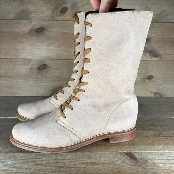 Cole Haan womens size 8.5 shoes brown leather tall lace up boots - Picture 1 of 9